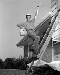 1960s Man Falling Off Ladder While Painting House Poster Print