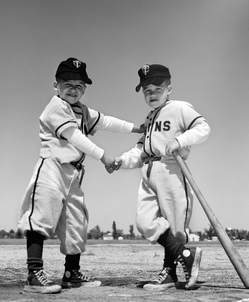 1960s Little Leaguers shaking hands photo print