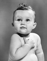 Vintage 1950s Baby Looking Up Poster Print - Heartfelt Gesture