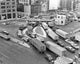 Vintage 1950s New York City traffic congestion print at Holland Tunnel
