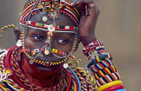 Portrait of a Samburu maiden poster print showcasing vibrant cultural details.
