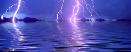 Lightning Over the Sea Poster Print by Panoramic Images, stunning ocean and lightning artwork