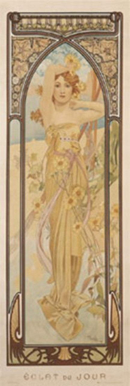 Day Poster Print by Alphonse Mucha - 12x36 Rolled Art