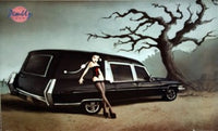 Pin Up Toons Graveyard Poster featuring whimsical vintage art style.