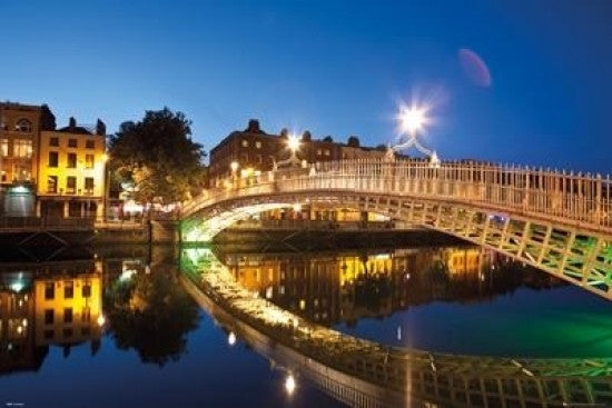 Dublin Halfpenny Bridge Landscape Poster Print 36x24