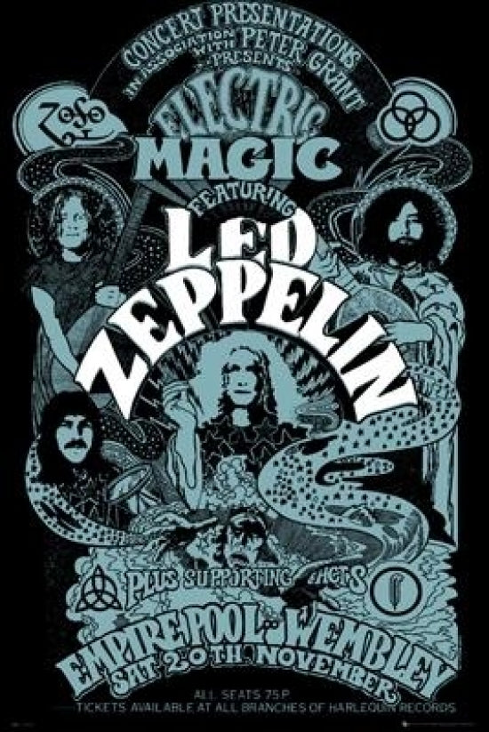 Led Zeppelin Wembley Concert Poster - 24 x 36 inches