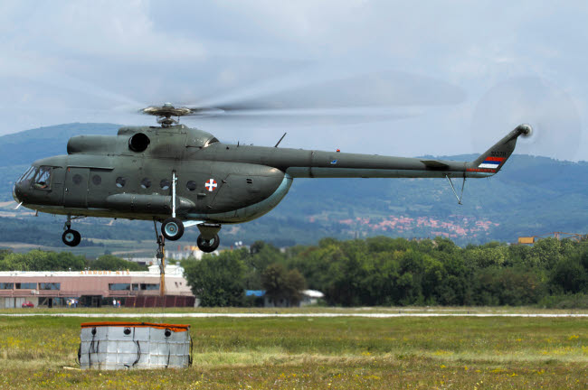 Serbian Air Force Mi-8 helicopter with bambi bucket poster print