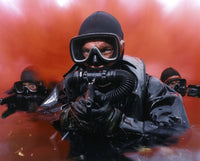 Navy Divers Training Reconnaissance Exercise Poster Print showcasing navy divers in action.