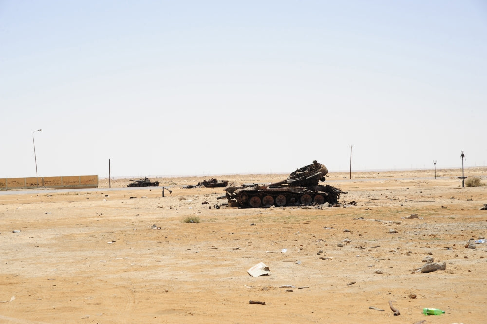 T-55 tanks destroyed by NATO forces near Ajdabiya, Libya.