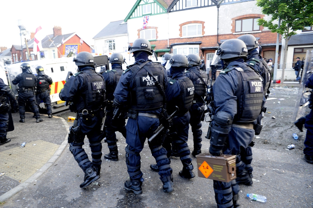 Loyalist Protesters Clash with Police at Albertbridge Road in Belfast Poster Print