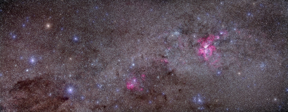 Mosaic of the Carina Nebula and Crux Area Poster Print featuring vibrant colors and cosmic detail.