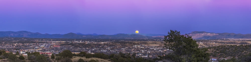 Belt of Venus and full moon rising over Silver City, New Mexico poster print.