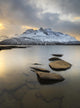 Poster print of Novatinden Mountain and Skoddeberg Lake in Troms County, Norway