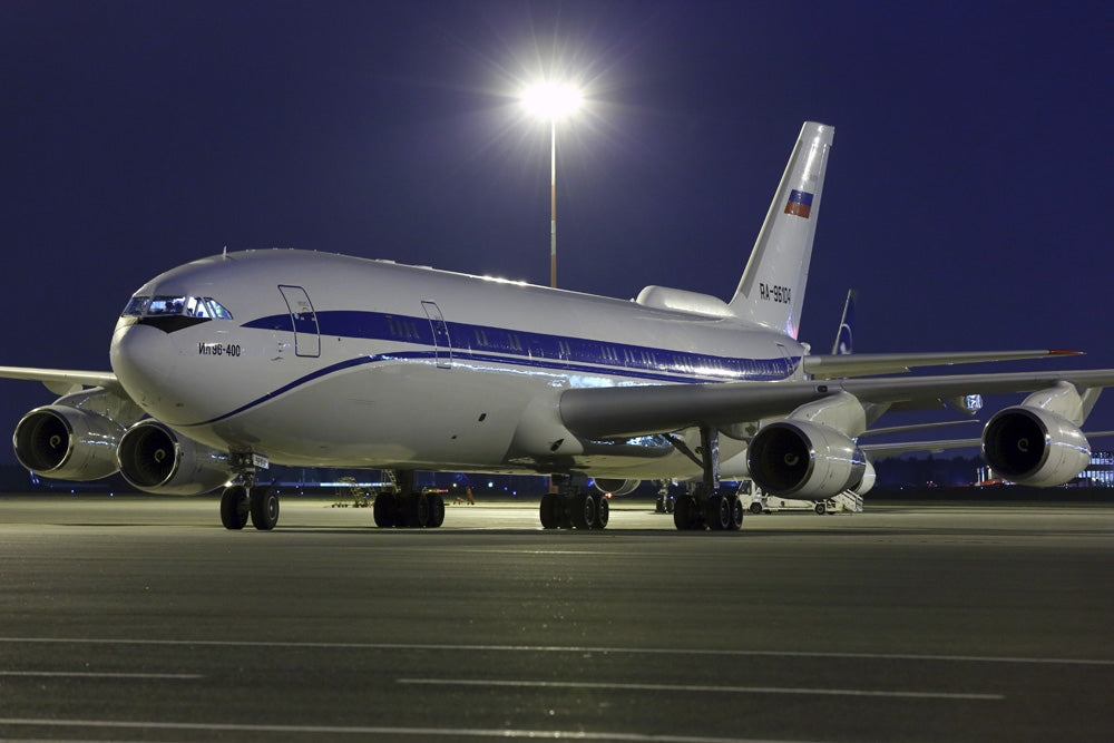 IL-96-400 VIP airliner poster print showcasing modern aviation design.