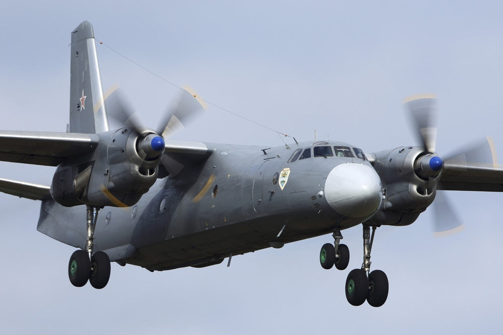 An-26 Transport Aircraft of the Russian Navy landing poster print.