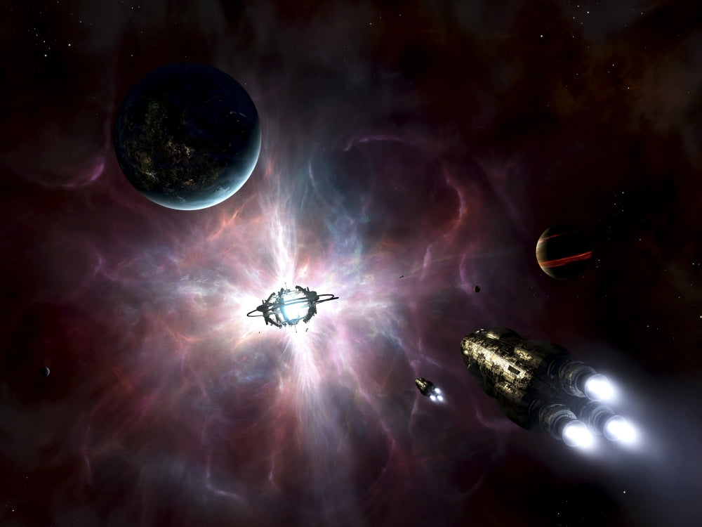 An Enormous Stellar Power and Manufacturing Station Built Around a Star Poster Print
