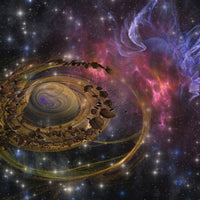 Rocks as Big as Mountains Swirl to Form a Planet in the Cosmos Poster Print