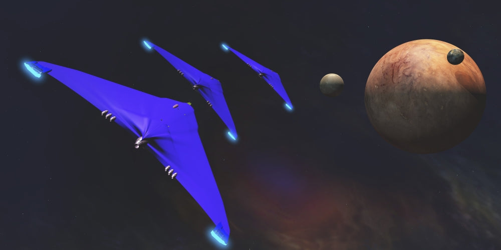 Three Spaceships from Earth Travel to a Planet Near the Crab Nebula Poster Print