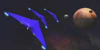 Three Spaceships from Earth Travel to a Planet Near the Crab Nebula Poster Print
