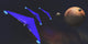 Three Spaceships from Earth Travel to a Planet Near the Crab Nebula Poster Print