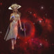 Goddess of the Stars Poster Print featuring a celestial goddess and heart-shaped nebula