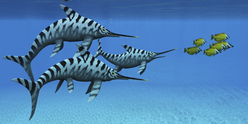 Eurhinosaurus marine reptiles poster print featuring underwater scene.