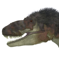 Daspletosaurus dinosaur head poster print, vibrant colors and detailed design.