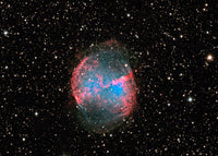 M27 The Dumbbell Nebula Poster Print showcasing vibrant cosmic colors.