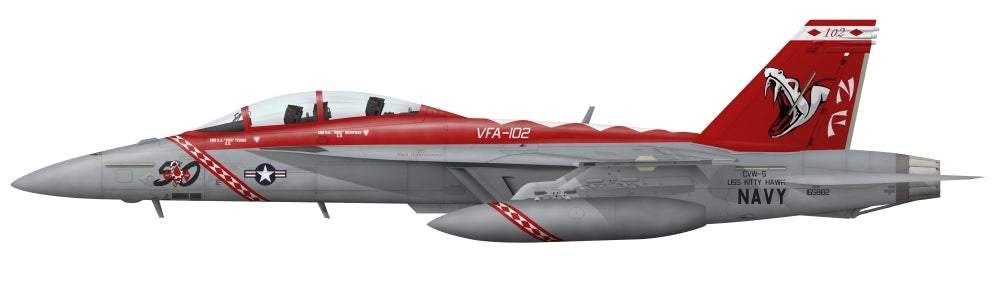 F/A-18F Super Hornet VFA-102 Poster Print showcasing military aviation.
