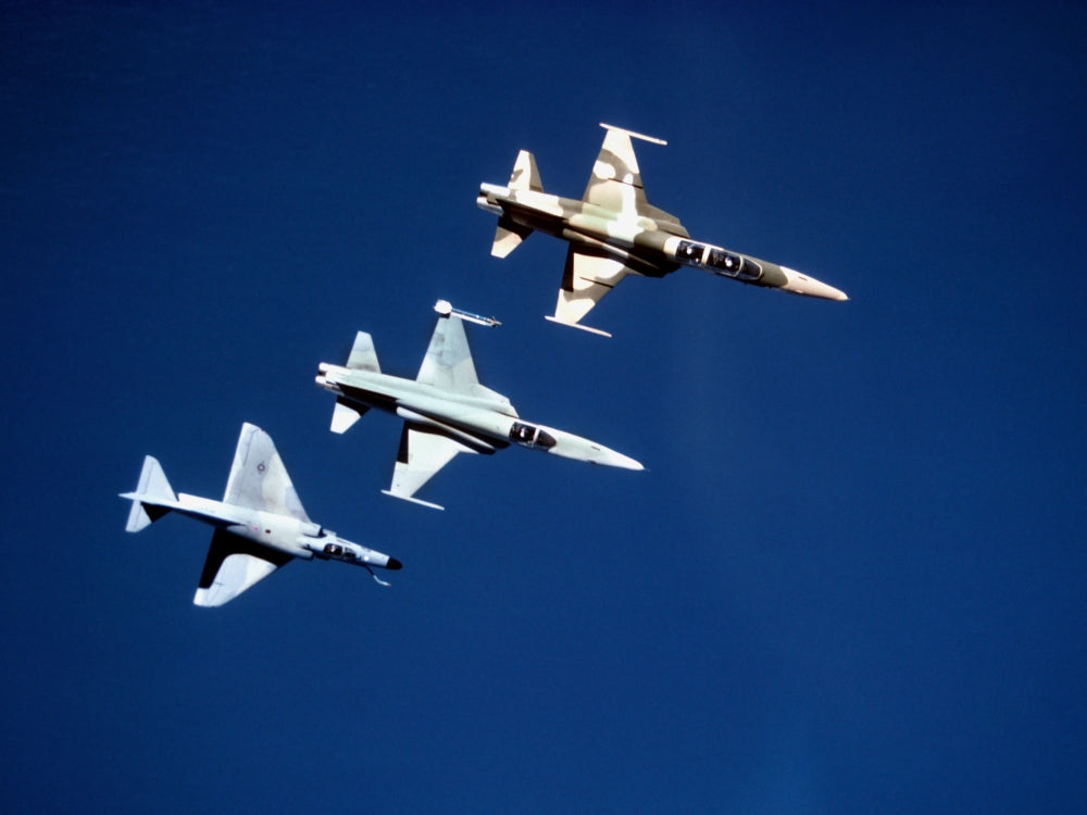 Navy F-5F Tiger II and A-4E Skyhawk Training Mission Poster Print