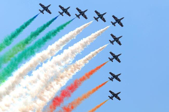 Frecce Tricolori Italian Air Force Aerobatic Team performing at Izmir Air Show Poster Print