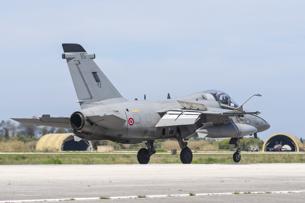 Italian Air Force AMX ACOL landing at Andravida Air Base poster print by Daniele Faccioli.