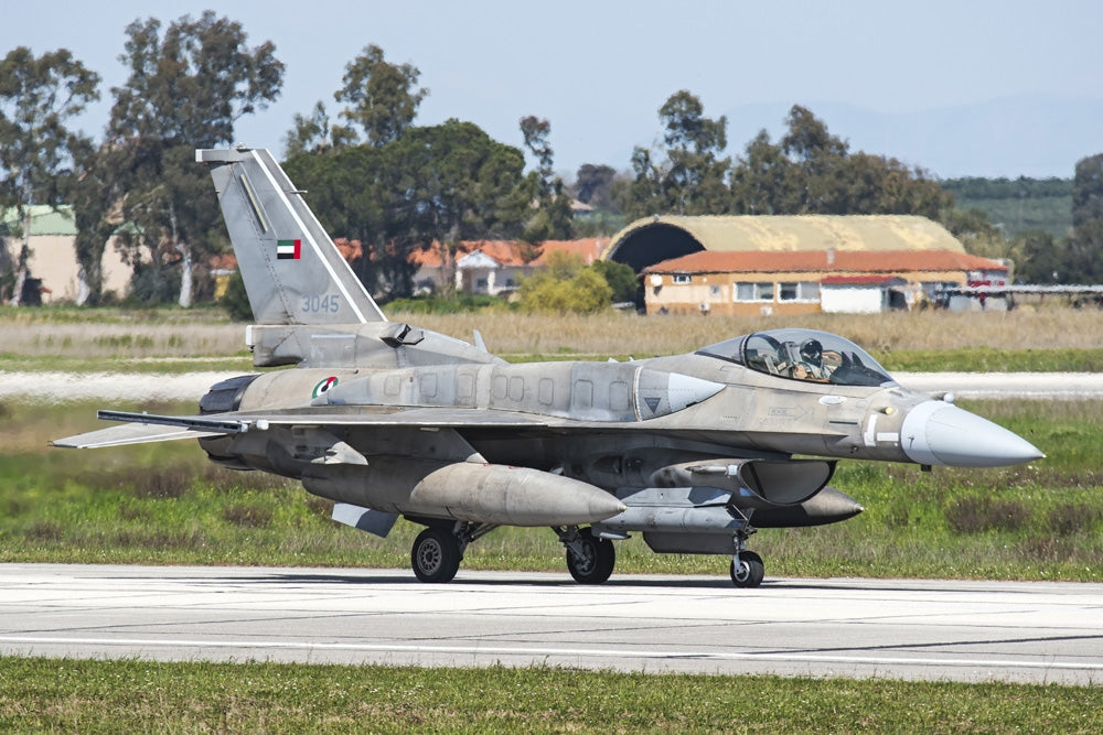 United Arab Emirates Air Force F-16E Desert Falcon Poster Print by Daniele Faccioli