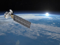 Aqua Satellite Orbiting Earth and Rising Sun Poster Print by Elena Duvernay