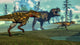 Nanotyrannus hunting a small Tyrannosaurus poster print with Araucaria and Tempskya trees in background.