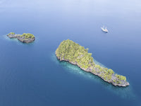 Aerial view of limestone islands near Misool in Raja Ampat, Indonesia poster print.