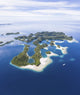 Aerial view of limestone islands in Raja Ampat, Indonesia poster print