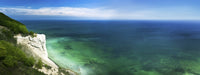 Aerial view of chalk mountain and sea, Mons Klint cliffs poster print.