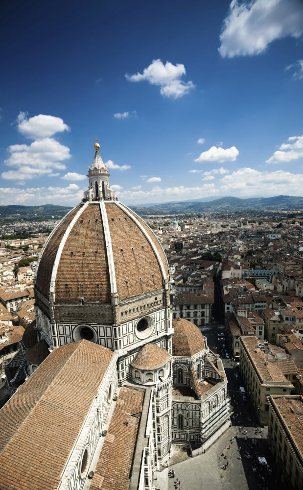 Aerial view of Piazza del Duomo and Basilica di Santa Maria del Fiore in Florence, Italy poster print.