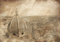 Aerial view of Piazza del Duomo with Basilica of Saint Mary of the Flower in Florence, Italy.