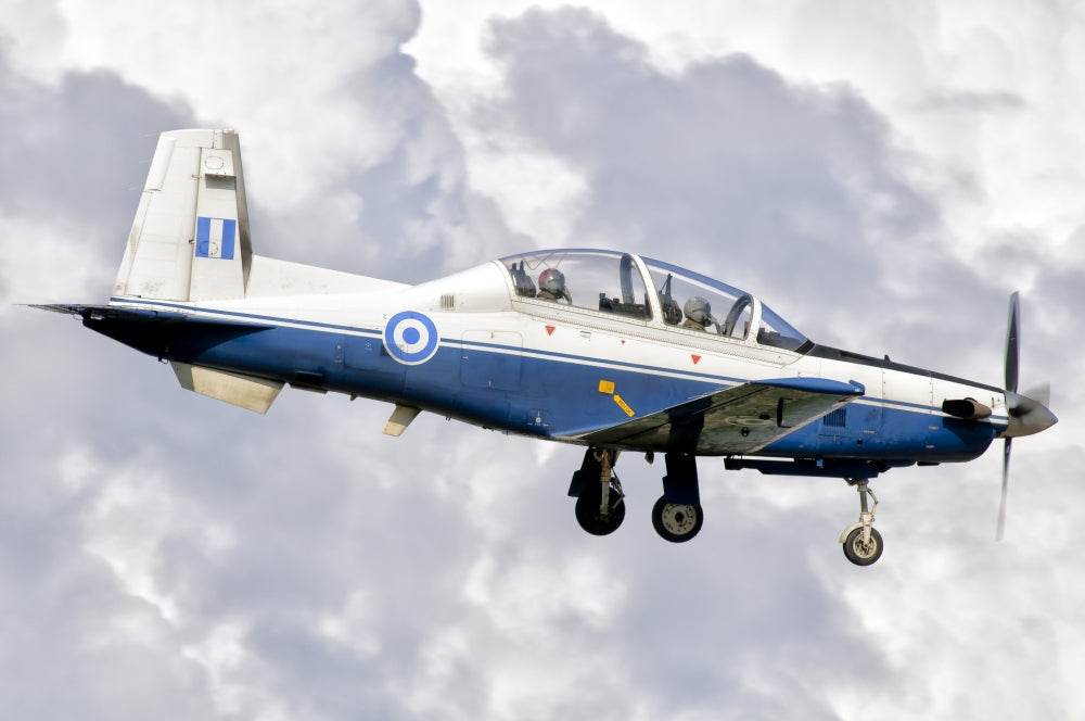 Hellenic Air Force T-6 Texan II landing at Kalamata Air Base poster print