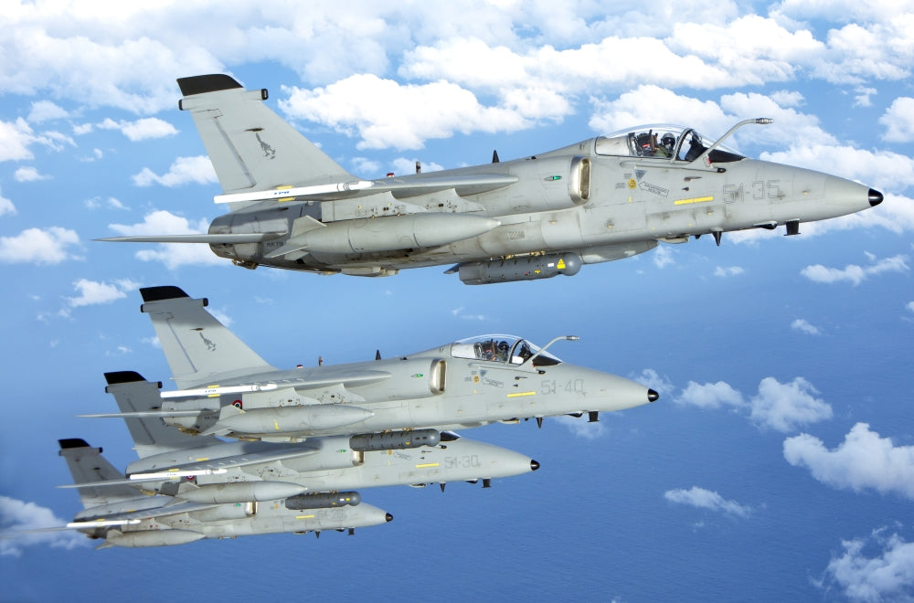 Formation of Italian Air Force AMX-ACOL aircraft poster print
