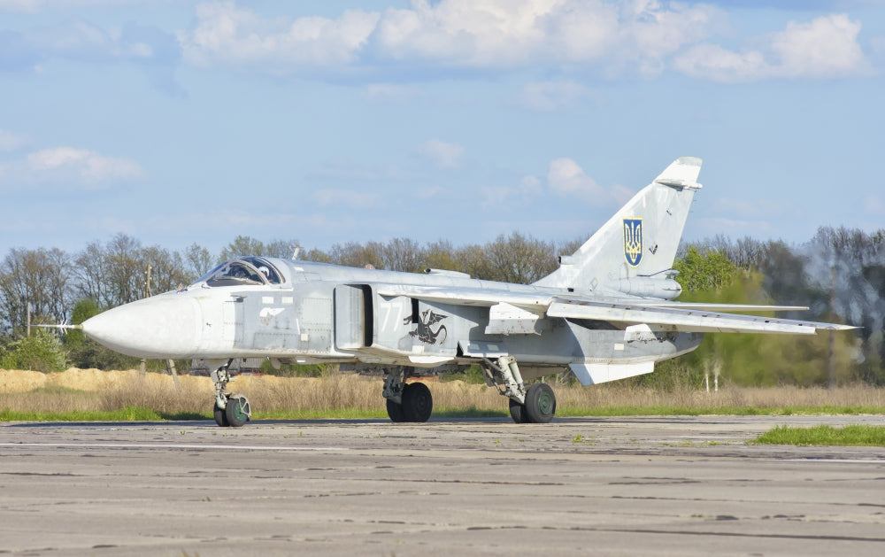 Ukrainian Air Force Su-24 aircraft at Lutsk Air Base poster print.