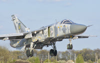 Ukrainian Air Force Su-24 aircraft landing at Lutsk Air Base poster print.