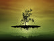 Digitally generated flying tree poster print, surreal nature artwork.