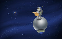 Cartoon Astronaut in Outer Space Poster Print, vibrant and playful design.