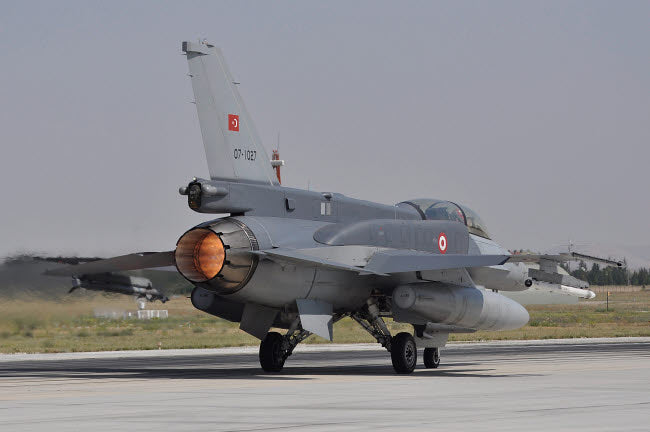 Turkish Air Force F-16D Block 52+ taking off from Konya Air Base Poster Print by Giorgio Ciarini