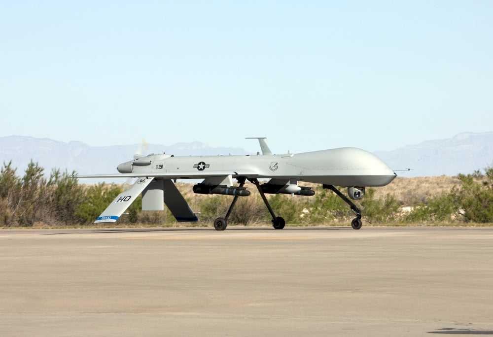 MQ-1 Predator taxiing at Holloman Air Force Base poster print.