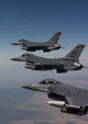 F-16 Fighter Jets Flying in Formation Over Arizona Poster Print