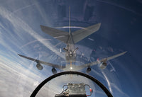 F-16 Fighter Jet in pre-contact position behind KC-135R Poster Print